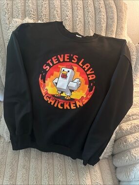 Black Graphic Crewneck Sweater